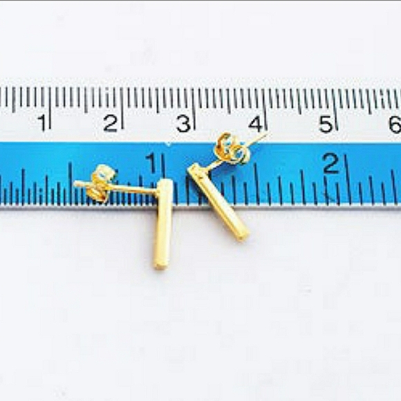 ON HOLD: .925 SS minimalist bar earrings; sterling w/gold vermeil; nwot - Picture 5 of 6